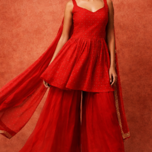 Georget with plazzo with short frock suit